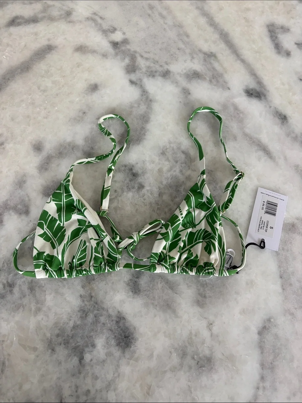 WeWoreWhat Green and White Leaf Print Triangle Bikini Top NWT